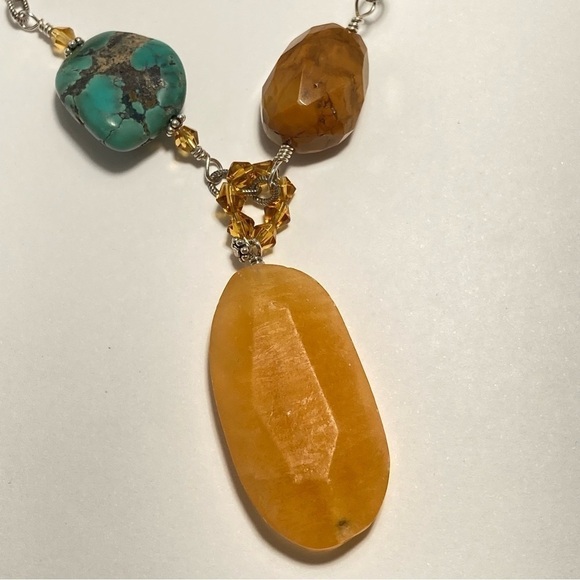 Silpada chunky stone necklace including yellow jade turquoise, jasper, and amber - Picture 9 of 9